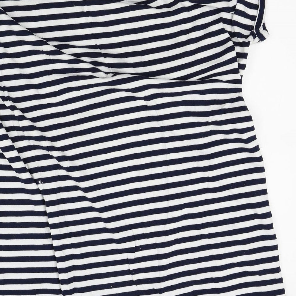 M&S Womens White Striped   Nightshirt Size 22