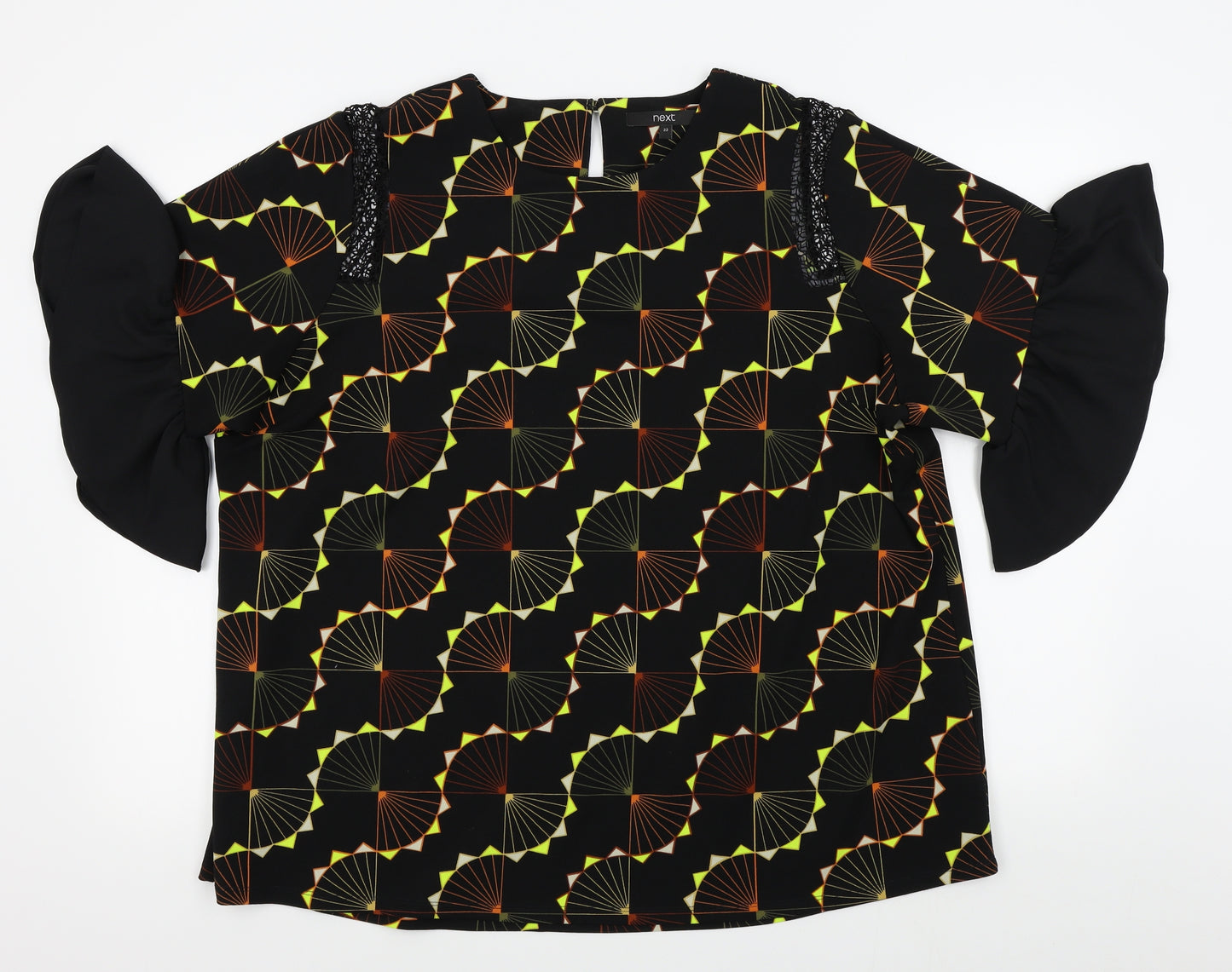 NEXT Womens Black Geometric  Basic Blouse Size 22