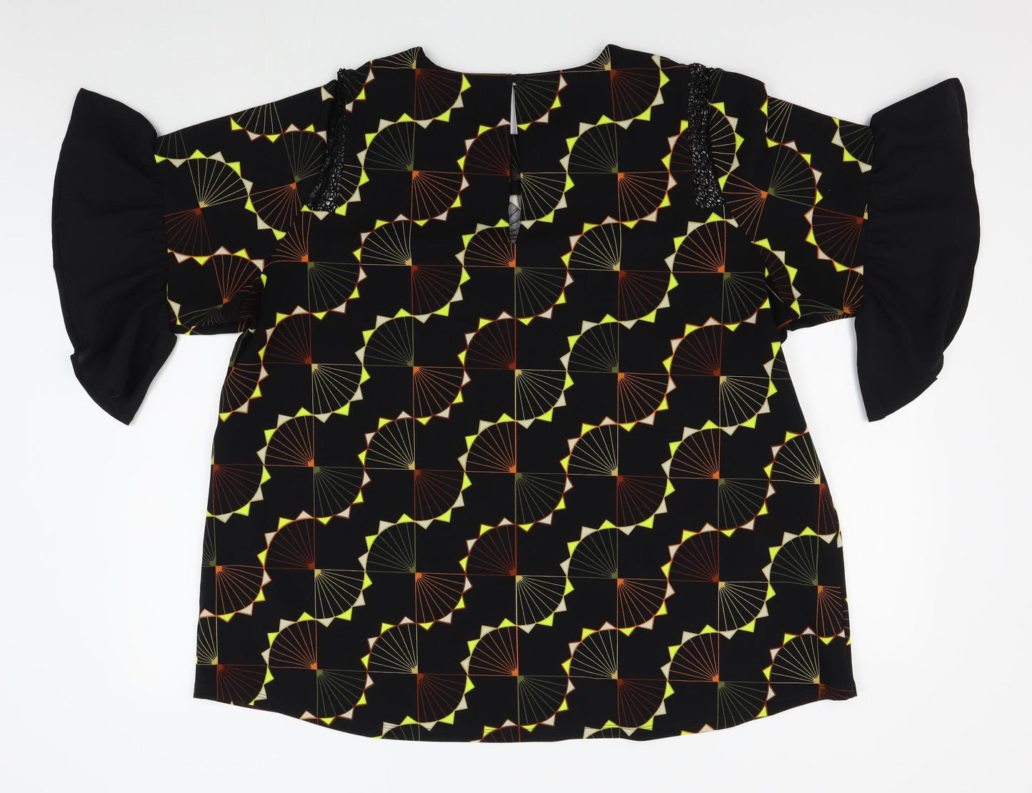 NEXT Womens Black Geometric  Basic Blouse Size 22
