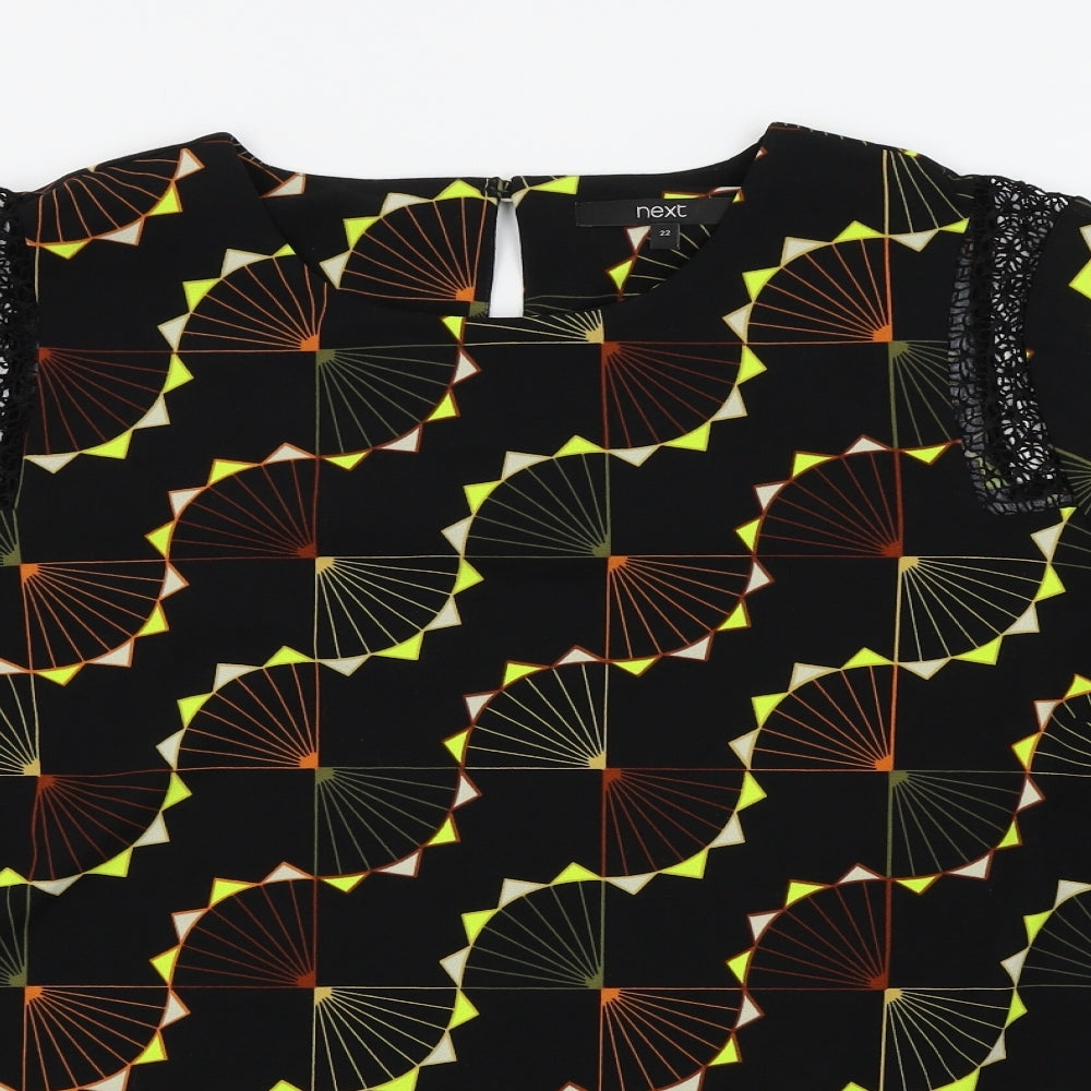 NEXT Womens Black Geometric  Basic Blouse Size 22