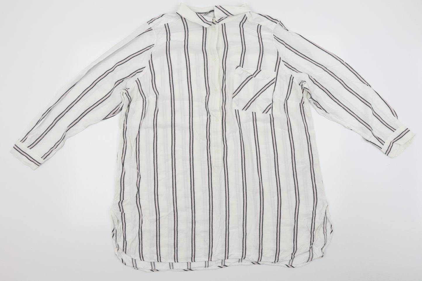 M&S Womens White Striped  Basic Blouse Size 24