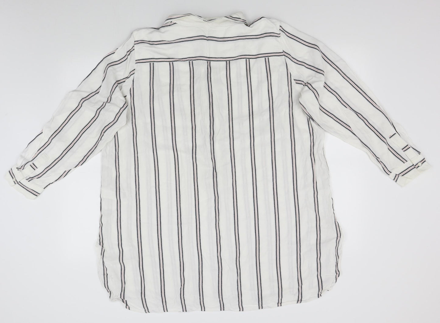 M&S Womens White Striped  Basic Blouse Size 24