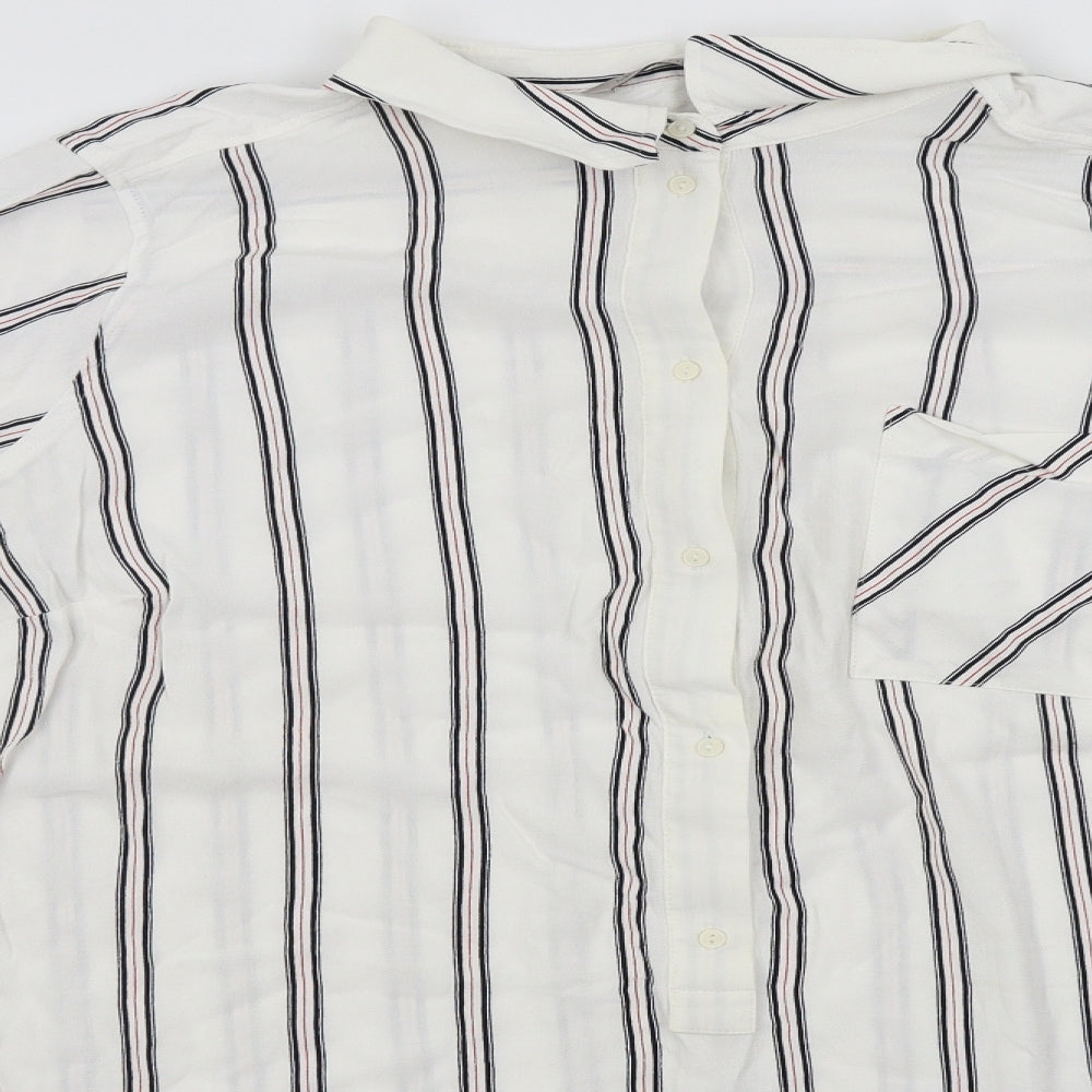 M&S Womens White Striped  Basic Blouse Size 24