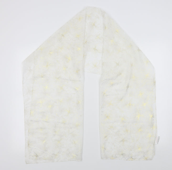 Preworn Womens White Floral   Scarf   - sheer