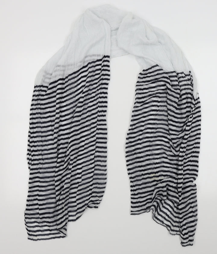 Preworn Womens White Striped Scarf