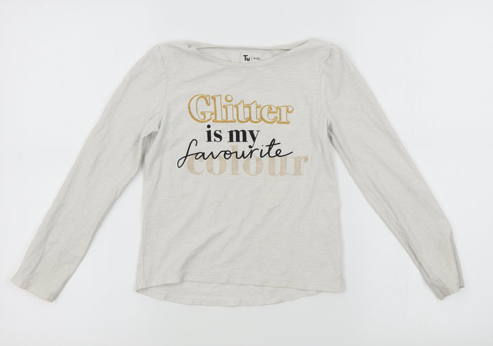 TU Girls Grey   Basic T-Shirt Size 8 Years