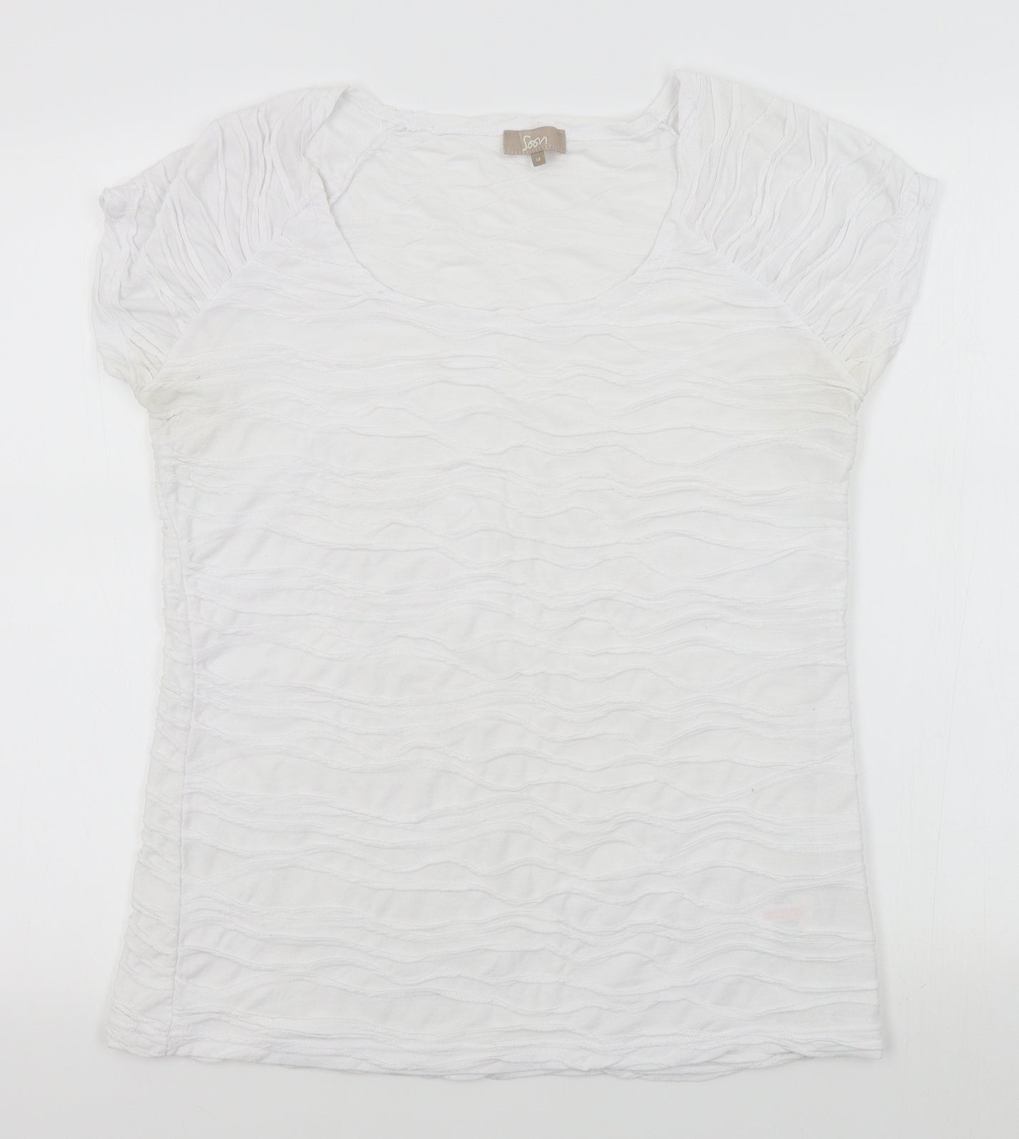 Soon Womens White   Basic T-Shirt Size 14