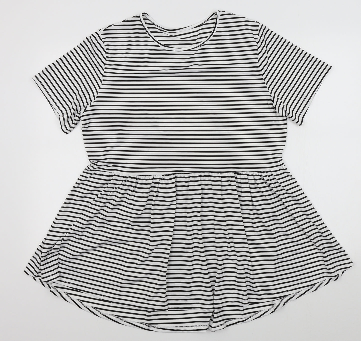 SheIn Womens White Striped  T-Shirt Dress  Size XL