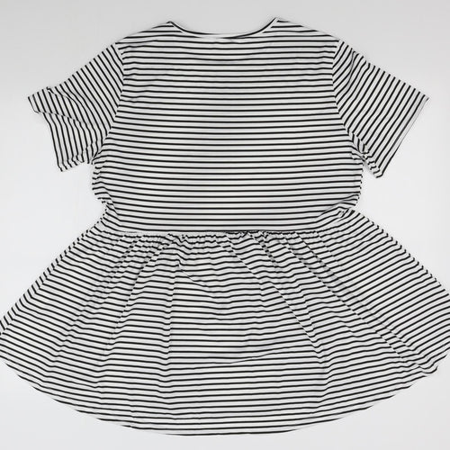 SheIn Womens White Striped  T-Shirt Dress  Size XL