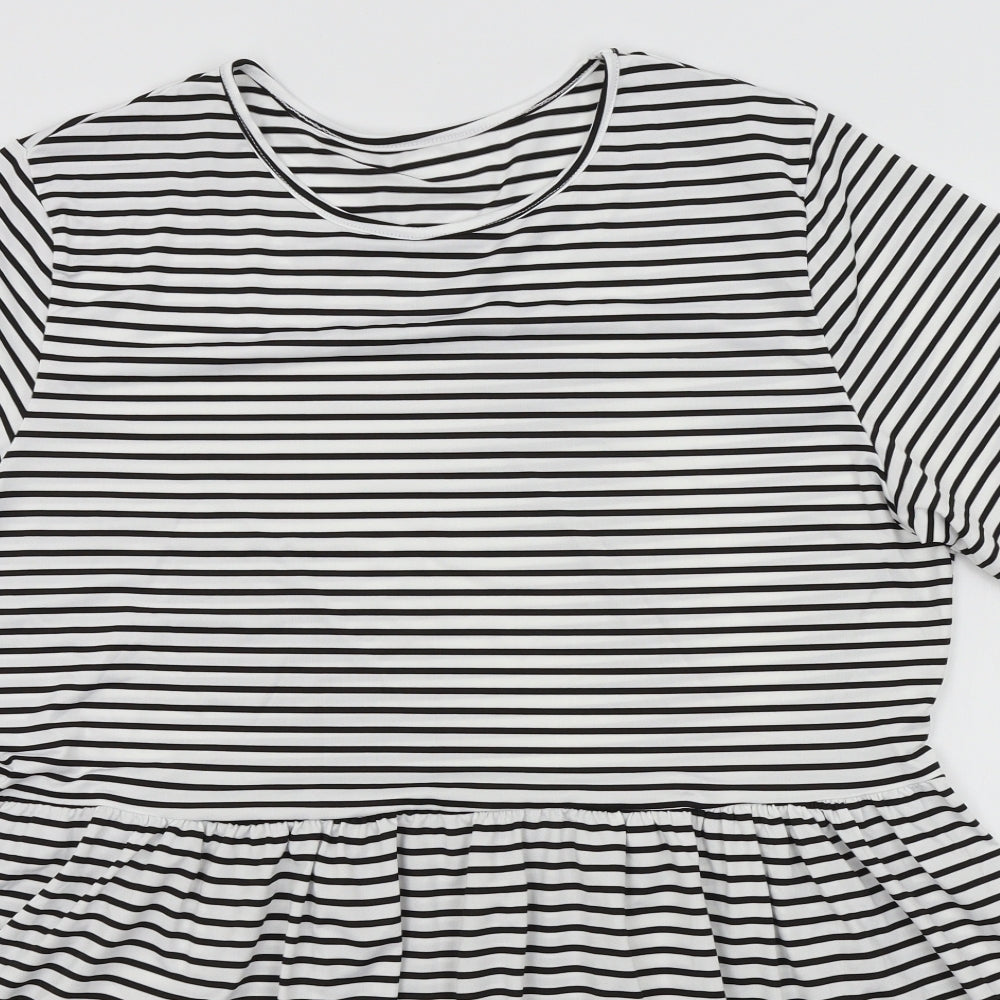 SheIn Womens White Striped  T-Shirt Dress  Size XL