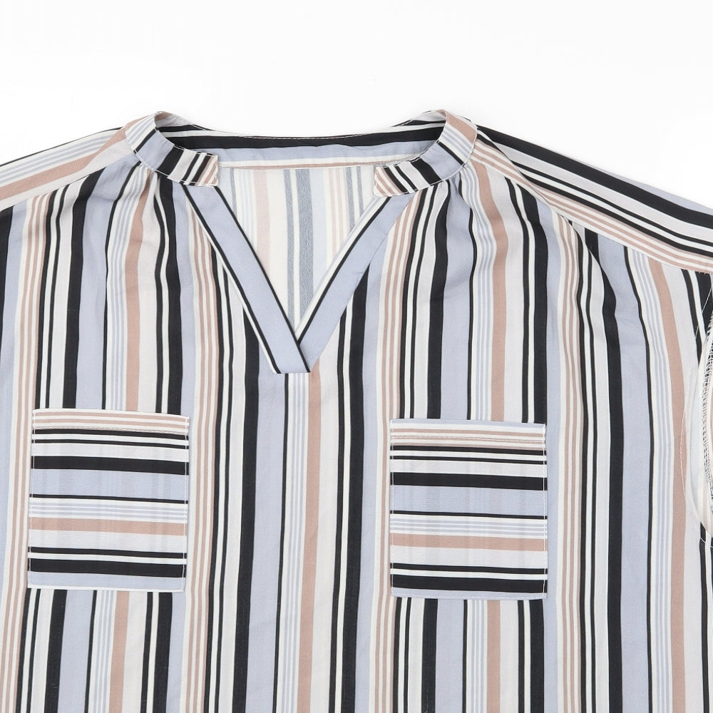 Preworn Womens Multicoloured Striped  Basic Blouse Size 2XL