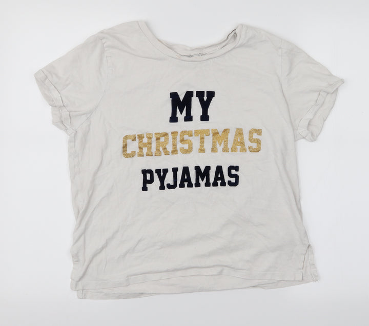 New Look Womens White Top Pyjama Top Size M - Christmas