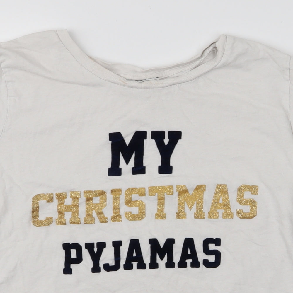 New Look Womens White   Top Pyjama Top Size M  - Christmas