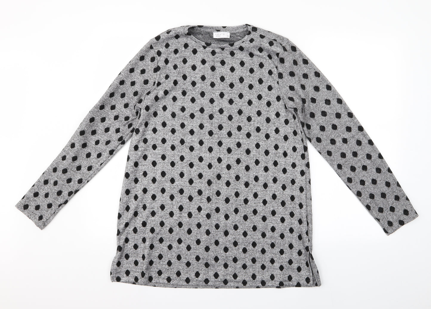 Papaya Womens Grey Argyle/Diamond  Pullover Jumper Size 10