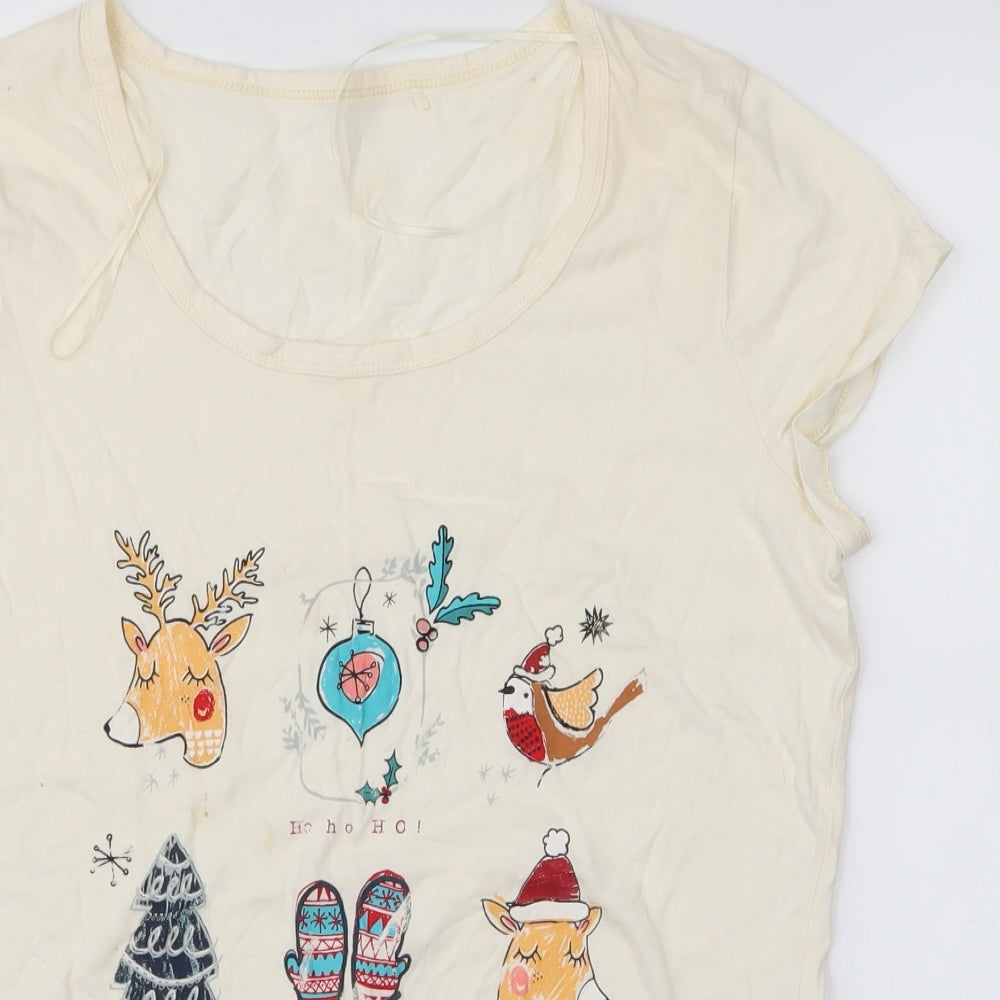 George Womens White Solid   Pyjama Top Size 12  - Christmas