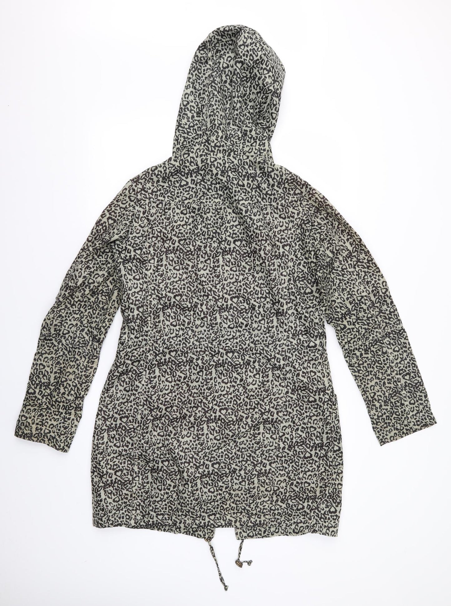 Internacionale Womens Green Geometric  Rain Coat Jacket Size 10  - Spotted