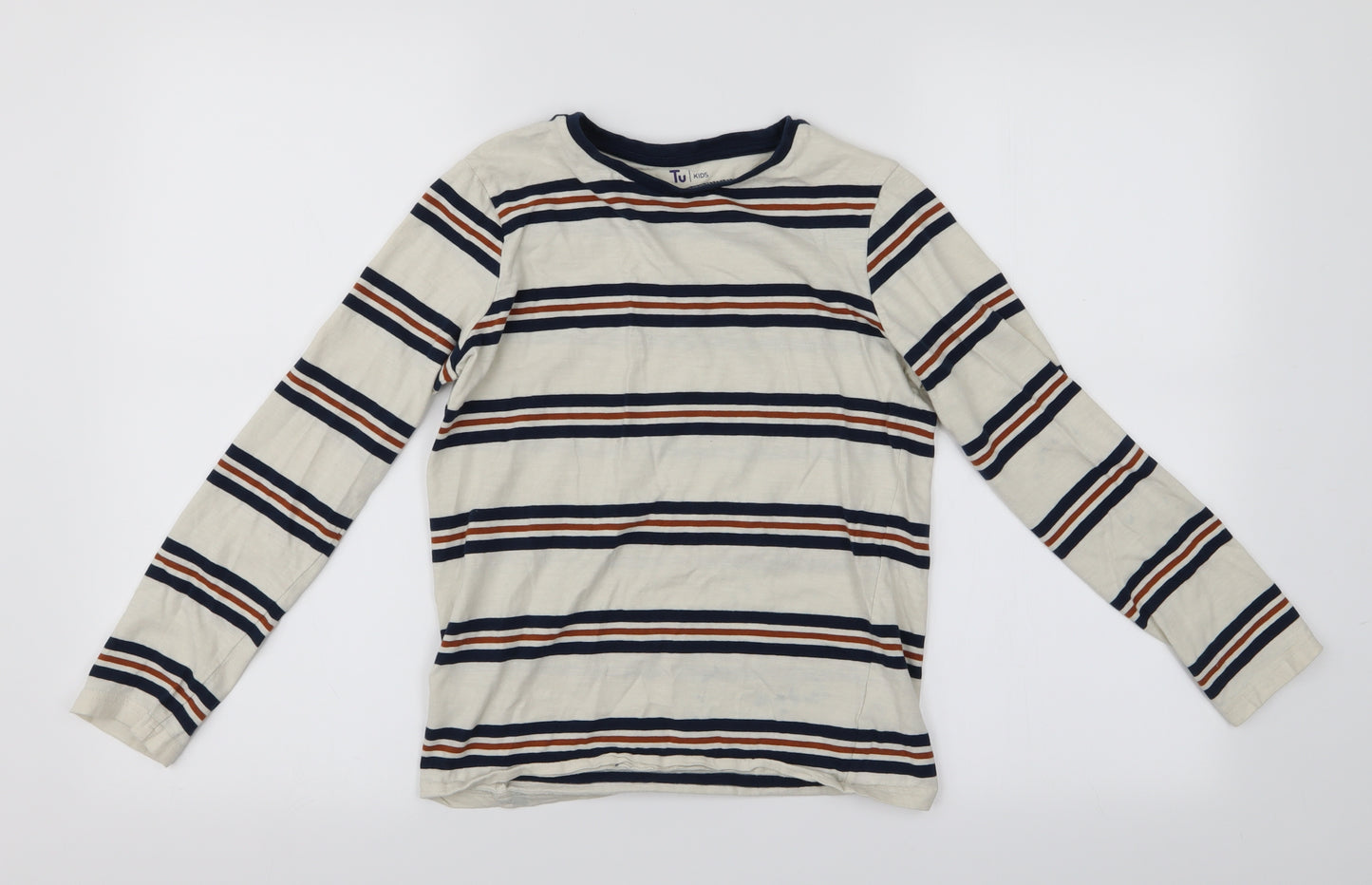 TU Boys Beige Striped  Basic T-Shirt Size 11 Years