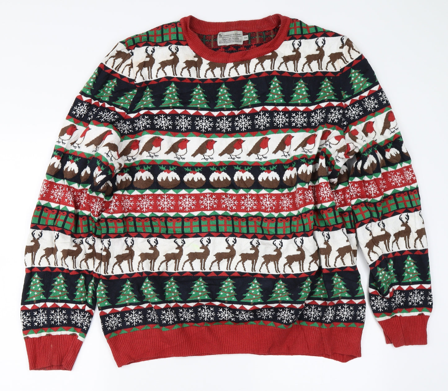 TU Mens Multicoloured Fair Isle  Pullover Jumper Size 2XL  - christmas