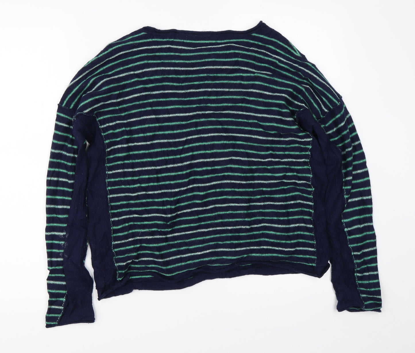 Hish Womens Green Striped  Pullover Jumper Size M