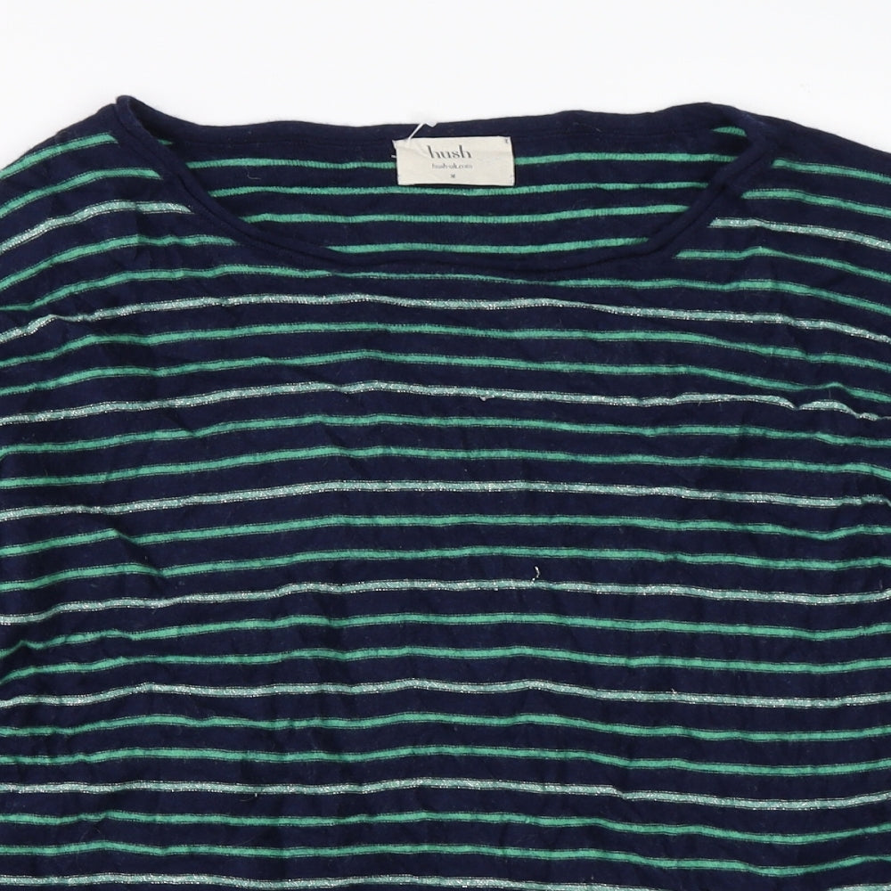 Hish Womens Green Striped  Pullover Jumper Size M