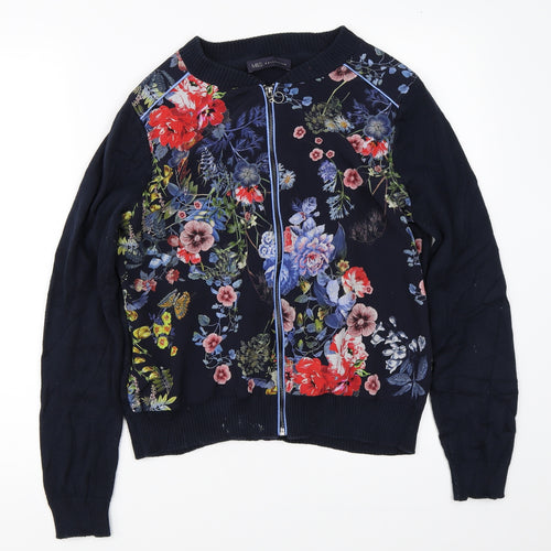 Marks & Spencer Womens Blue Floral  Full Zip Jumper Size 12