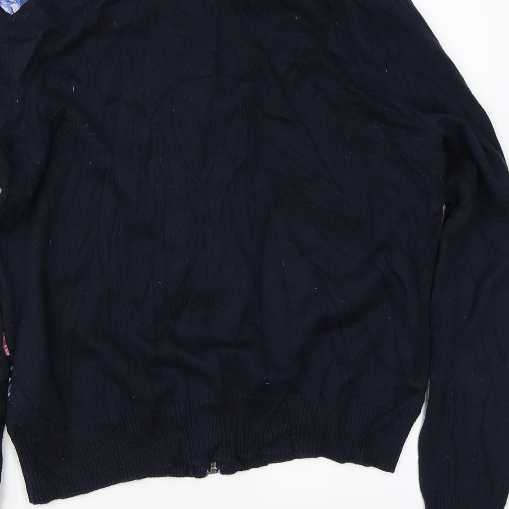 Marks & Spencer Womens Blue Floral  Full Zip Jumper Size 12