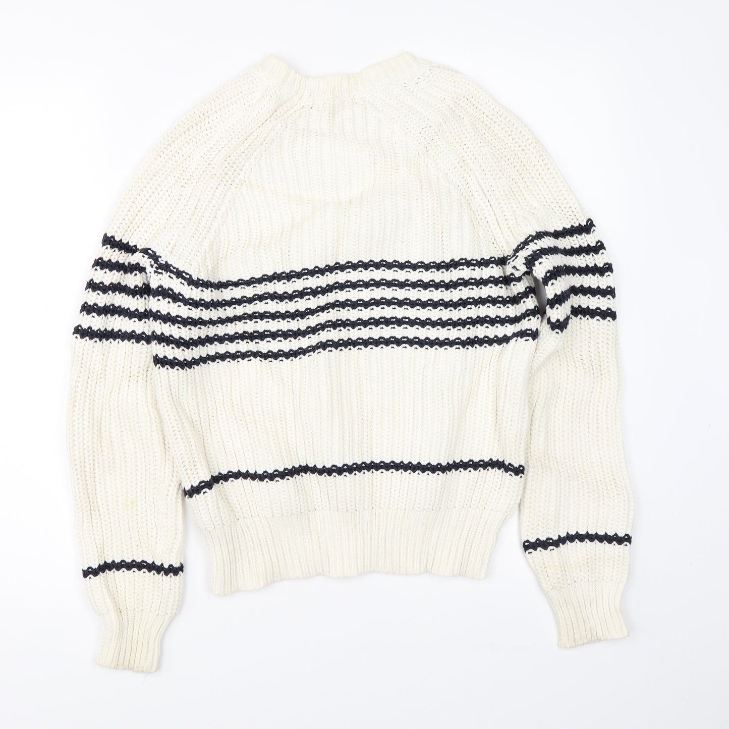 Autograph Womens White Striped Knit Pullover Jumper Size 10