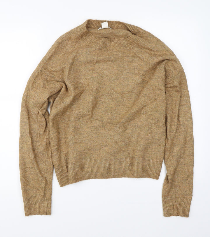 H&M Mens Brown Knit Pullover Jumper Size S