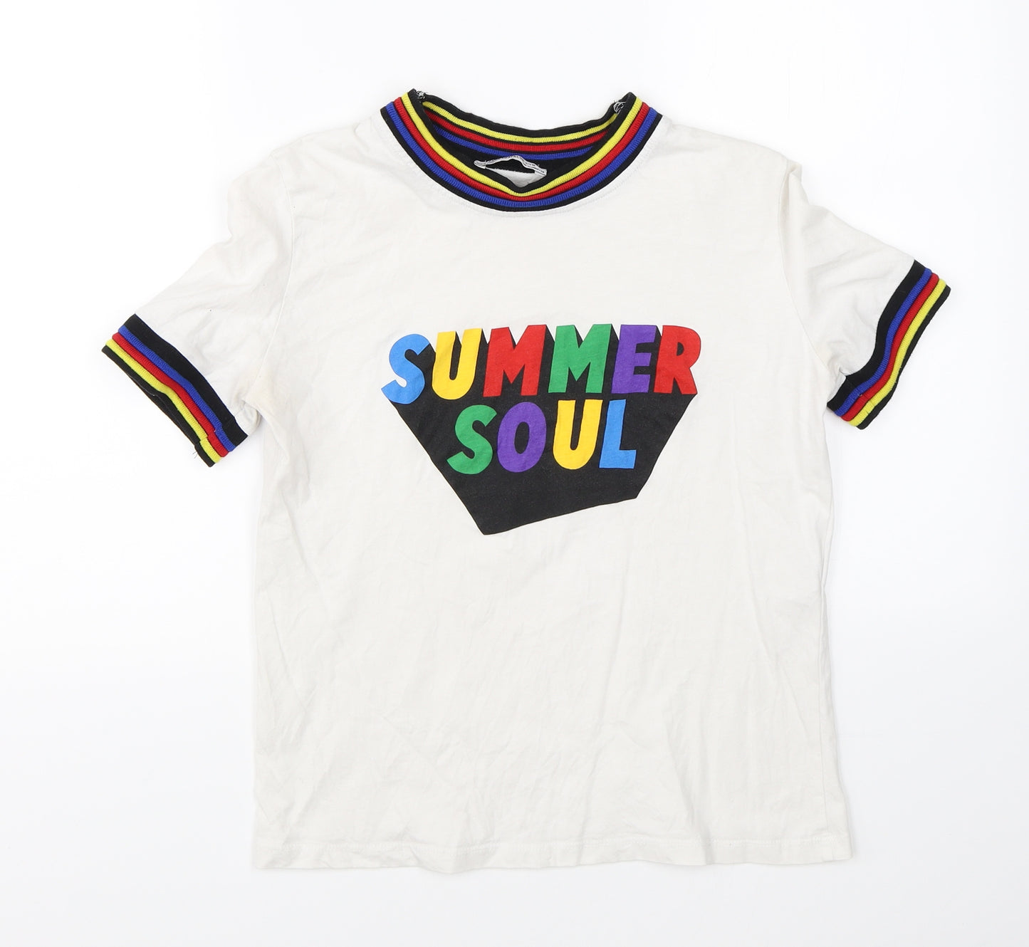 Zara Womens White   Basic T-Shirt Size S  - summer soul