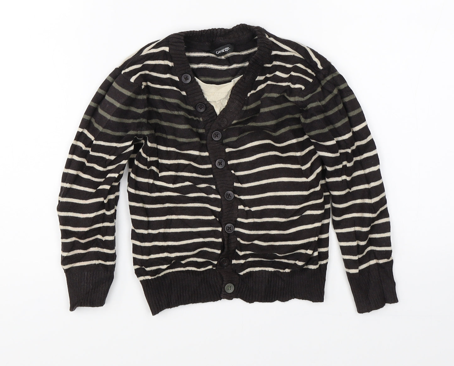 George Boys Brown Striped  Pullover Jumper Size 2-3 Years