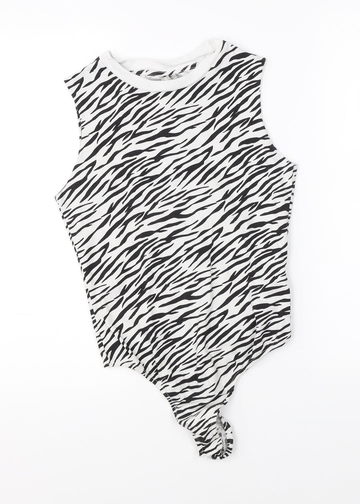 ASOS Womens White Animal Print Romper One-Piece Size 10