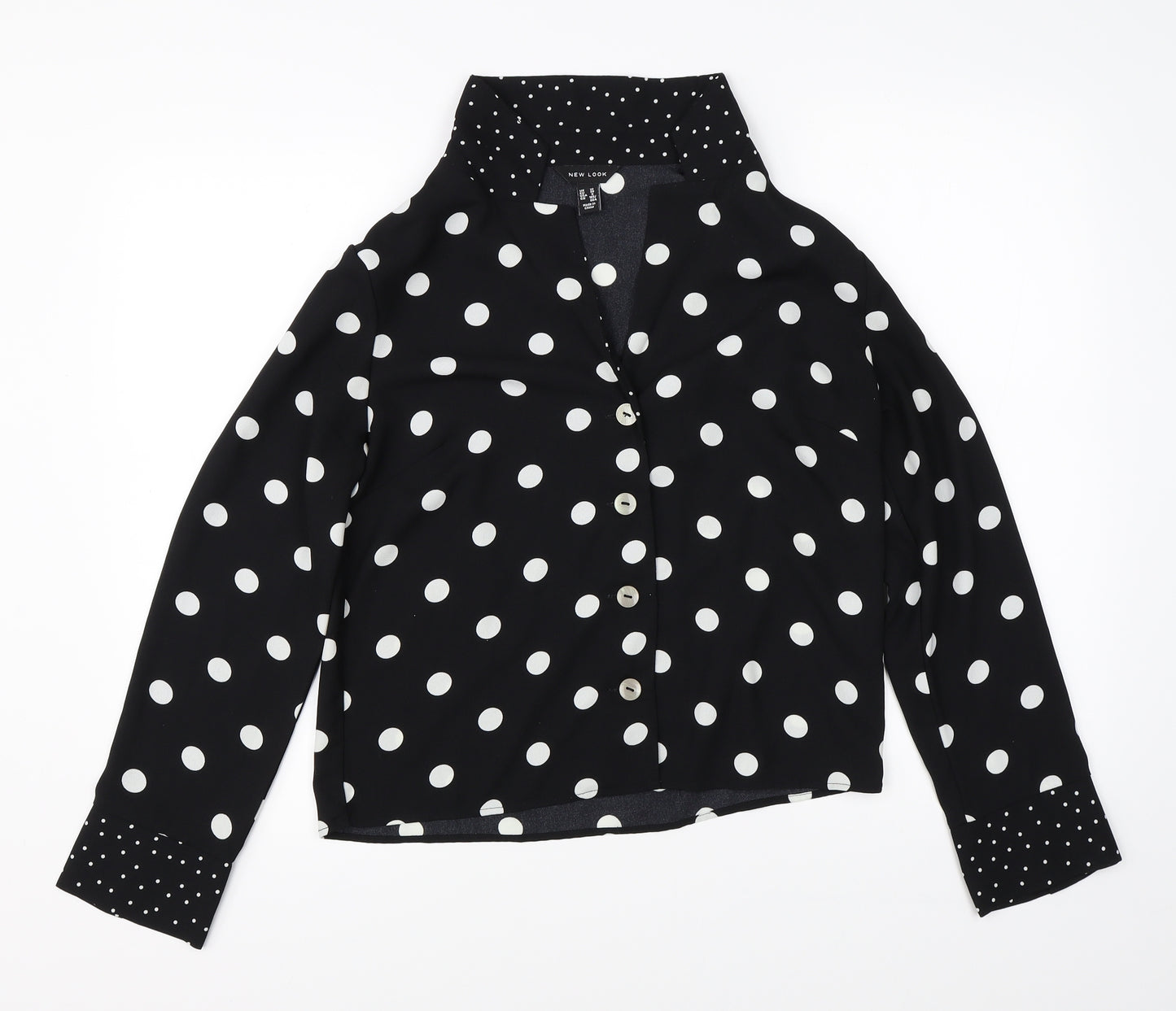 New Look Womens Black Polka Dot  Basic Blouse Size 10
