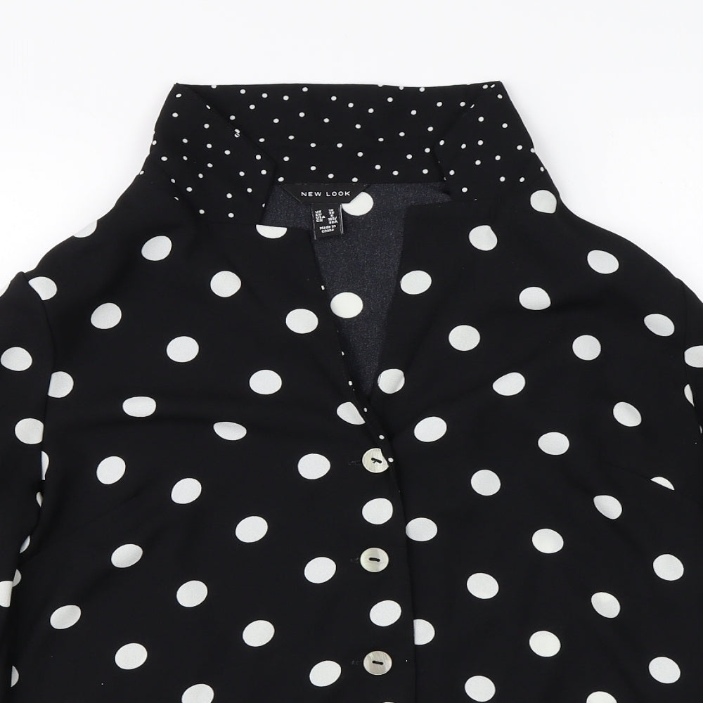 New Look Womens Black Polka Dot  Basic Blouse Size 10
