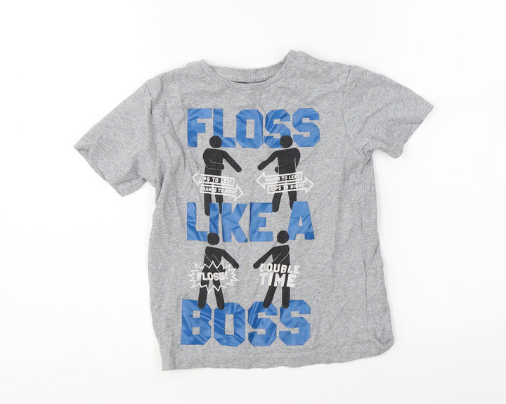 Primark Boys Grey   Basic T-Shirt Size 5-6 Years  - dance floss