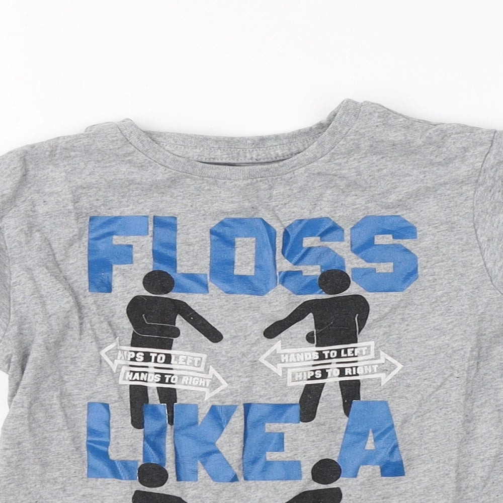 Primark Boys Grey   Basic T-Shirt Size 5-6 Years  - dance floss