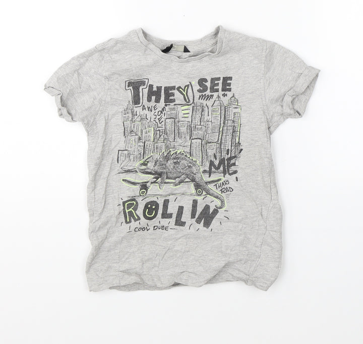 George Boys Grey Basic T-Shirt Size 6-7 Years