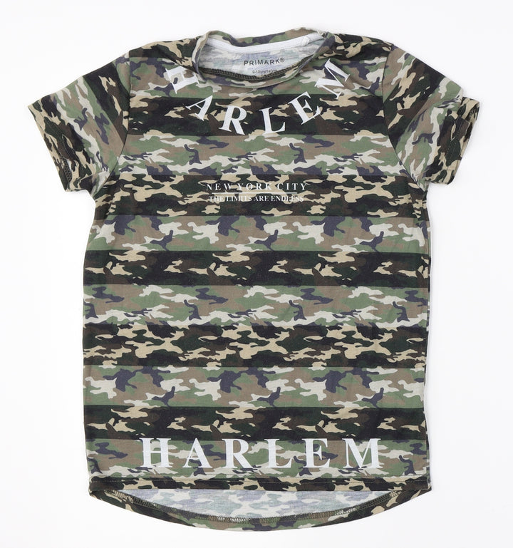 Primark Boys Green Camouflage  Basic T-Shirt Size 9-10 Years