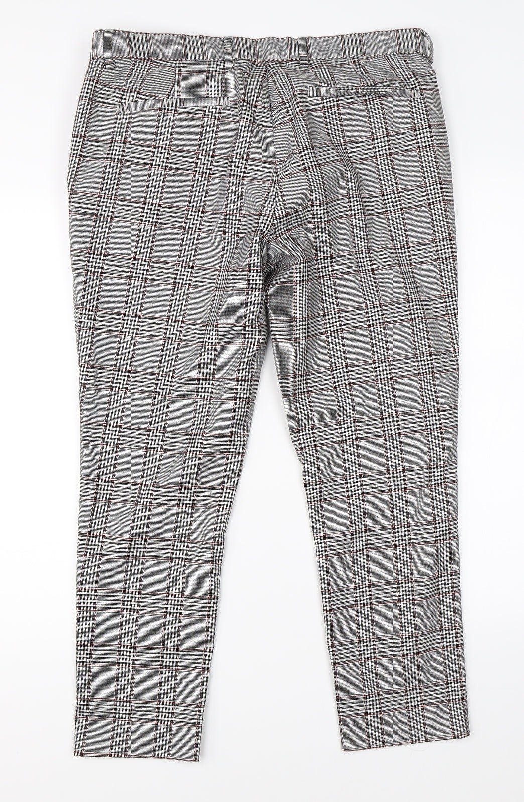 River Island Mens Grey Check  Cropped Trousers Size 34 L25 in