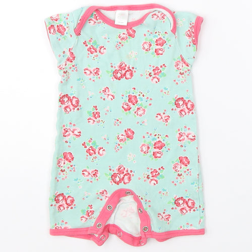 Mini Club Girls Green Floral  Romper One-Piece Size 3-6 Months