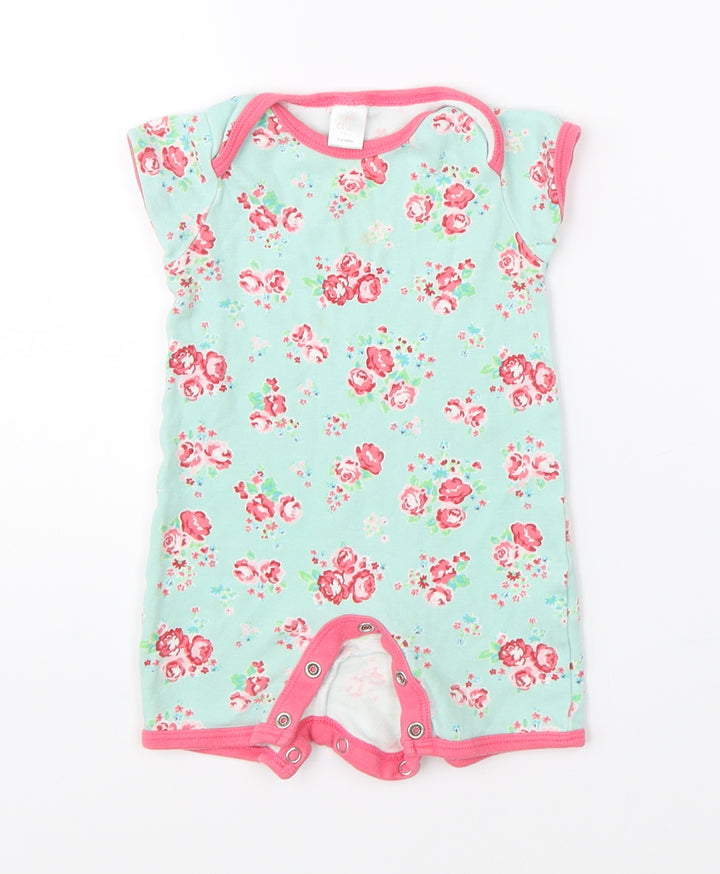 Mini Club Girls Green Floral  Romper One-Piece Size 3-6 Months