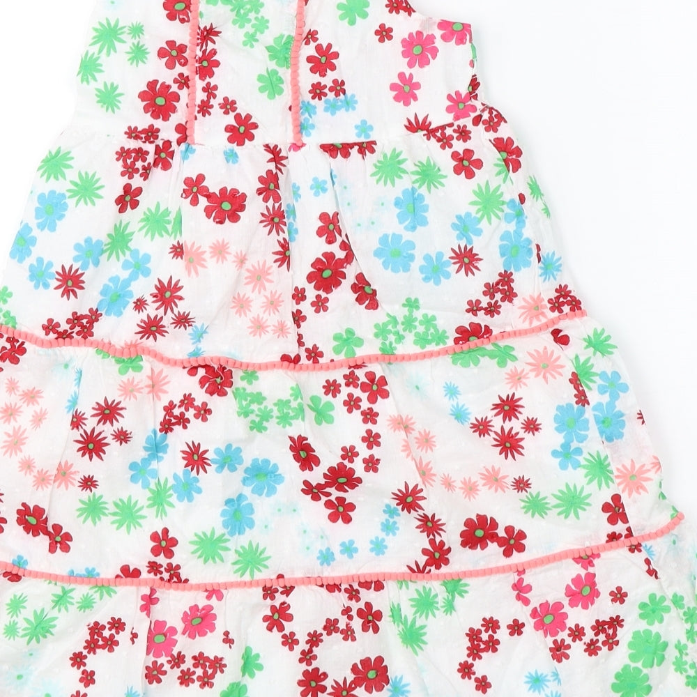 Penelope Mack Girls White Floral  Shift  Size 6 Years