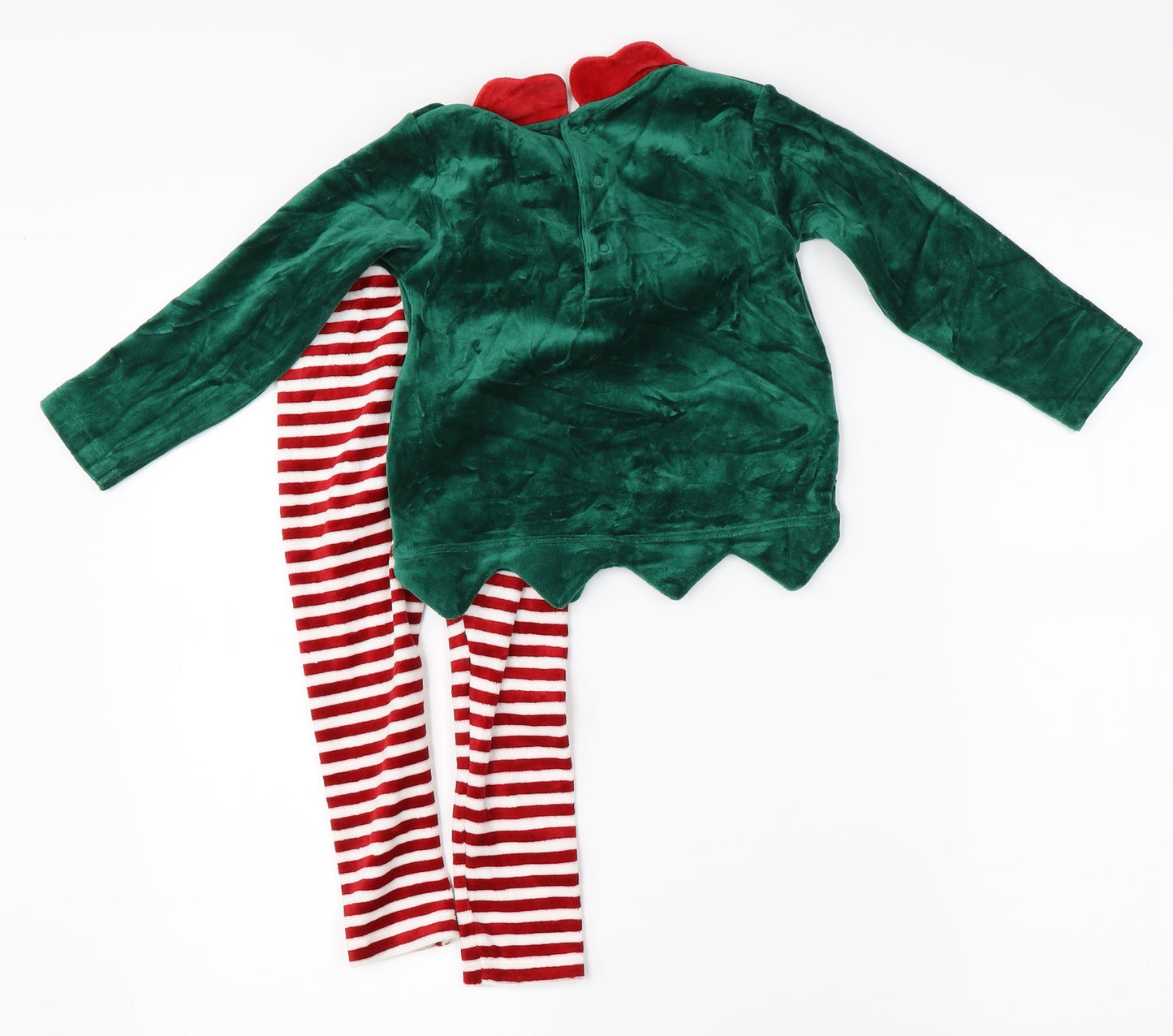 Marks & Spencer Boys Green Striped   Pyjama Set Size 2-3 Years  - christmas elf set