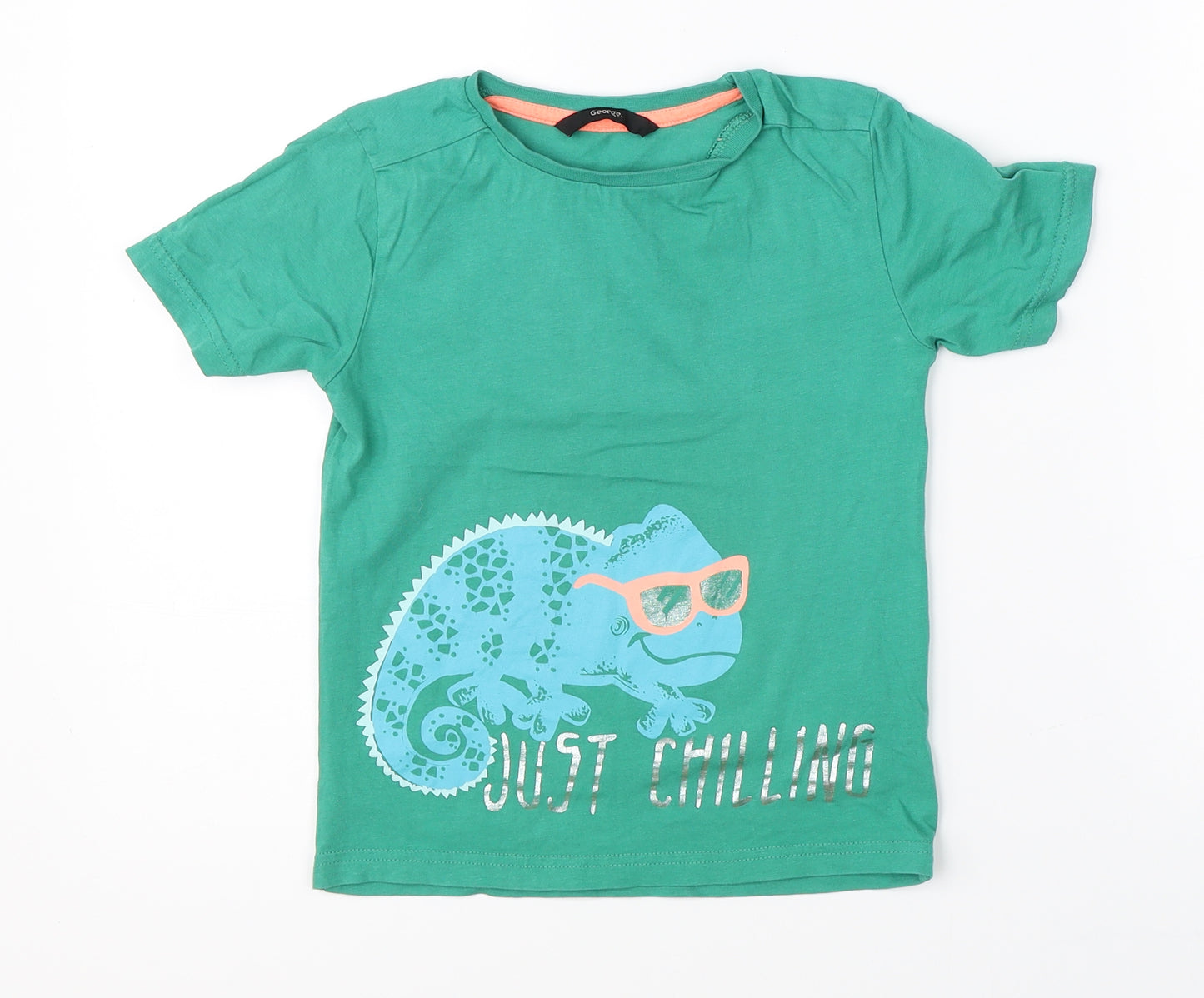 George Boys Green   Basic T-Shirt Size 5-6 Years  - lizard