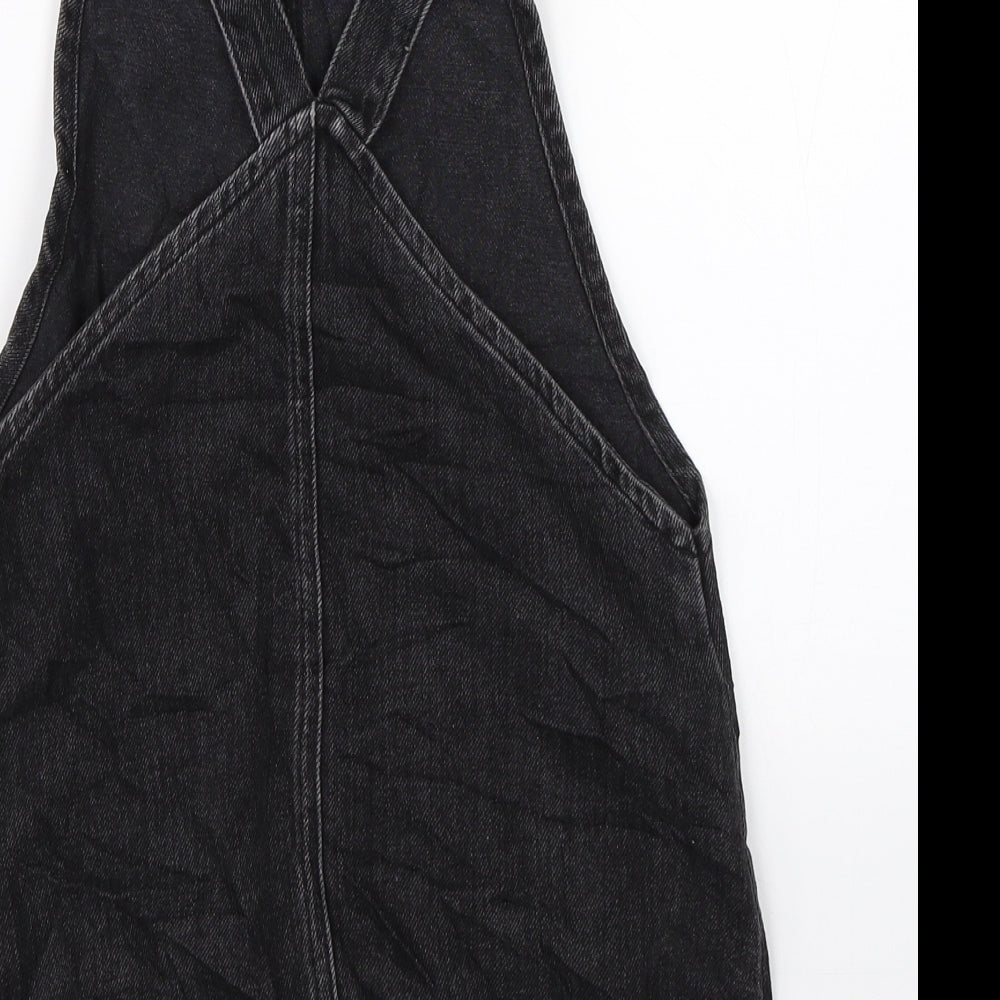 Topshop Womens Black  Denim Pinafore/Dungaree Dress  Size 4