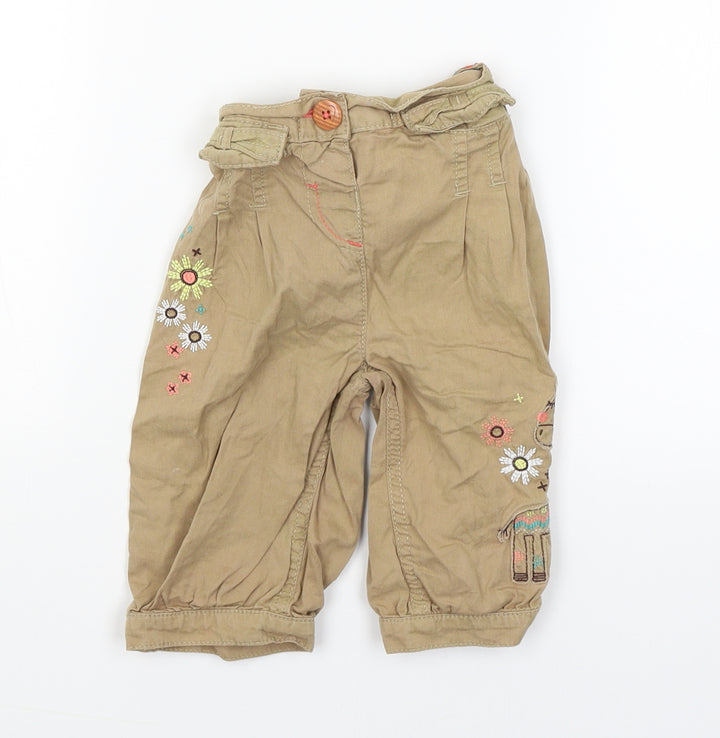 George Girls Brown Floral  Cargo Trousers Size 2-3 Years