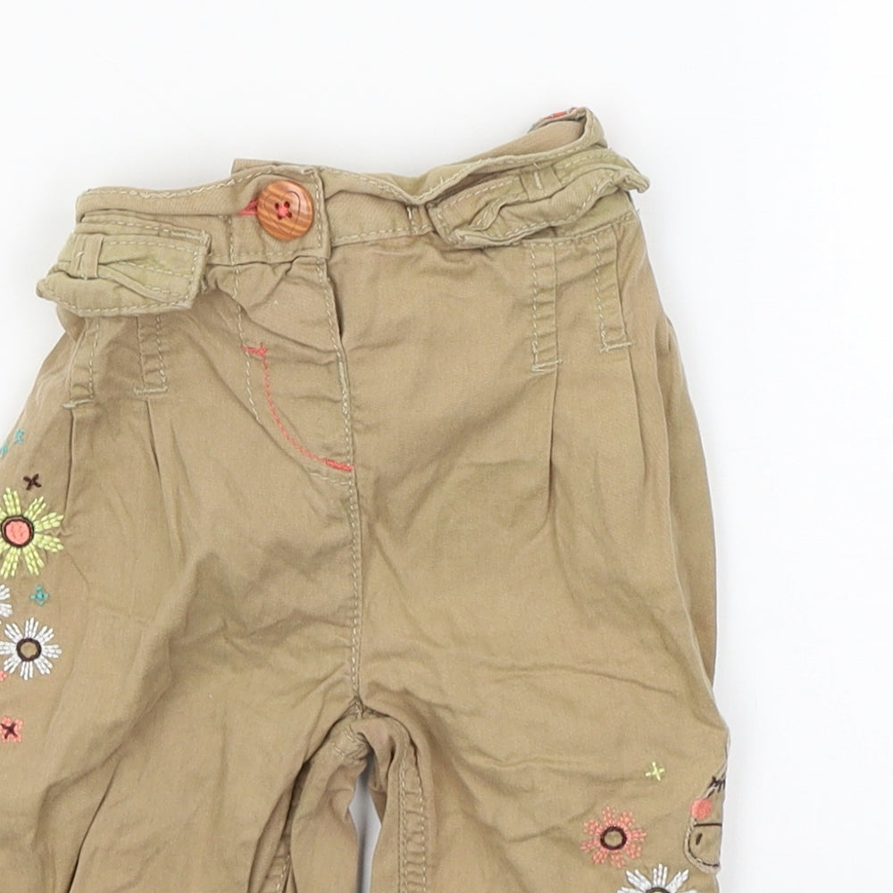 George Girls Brown Floral  Cargo Trousers Size 2-3 Years