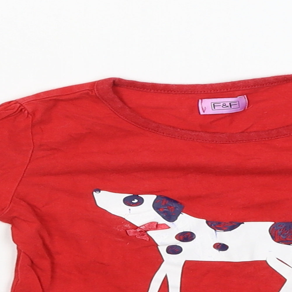 F&F Girls Red   Basic T-Shirt Size 2-3 Years