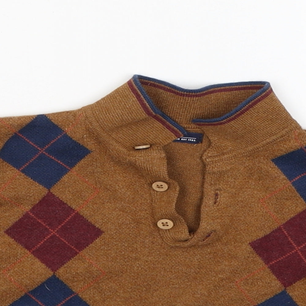 NEXT Boys Brown Argyle/Diamond  Pullover Jumper Size 12-18 Months