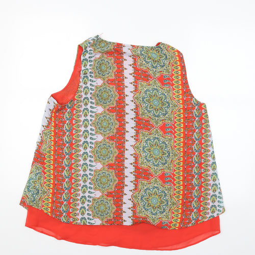 Rose+Olive Womens Orange Paisley  Basic Tank Size L