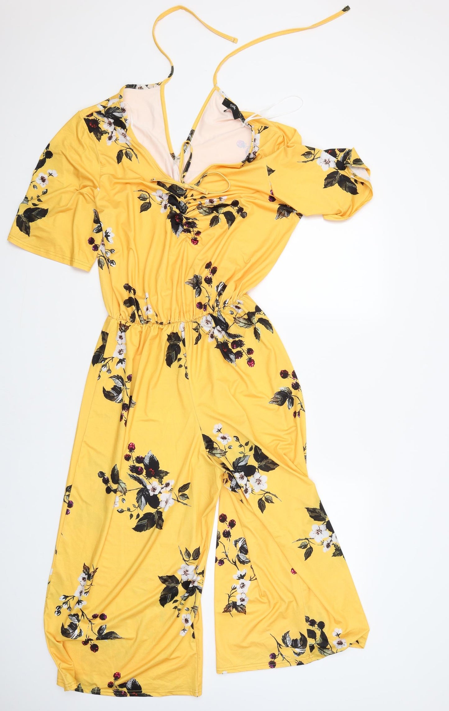 Simply Be Womens Yellow Floral  Jumpsuit One-Piece Size 14